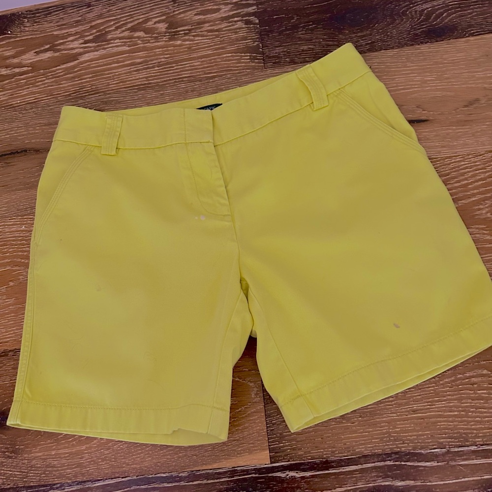 J. Crew Bright Lime Green Cotton-Blend Shorts, Size 6